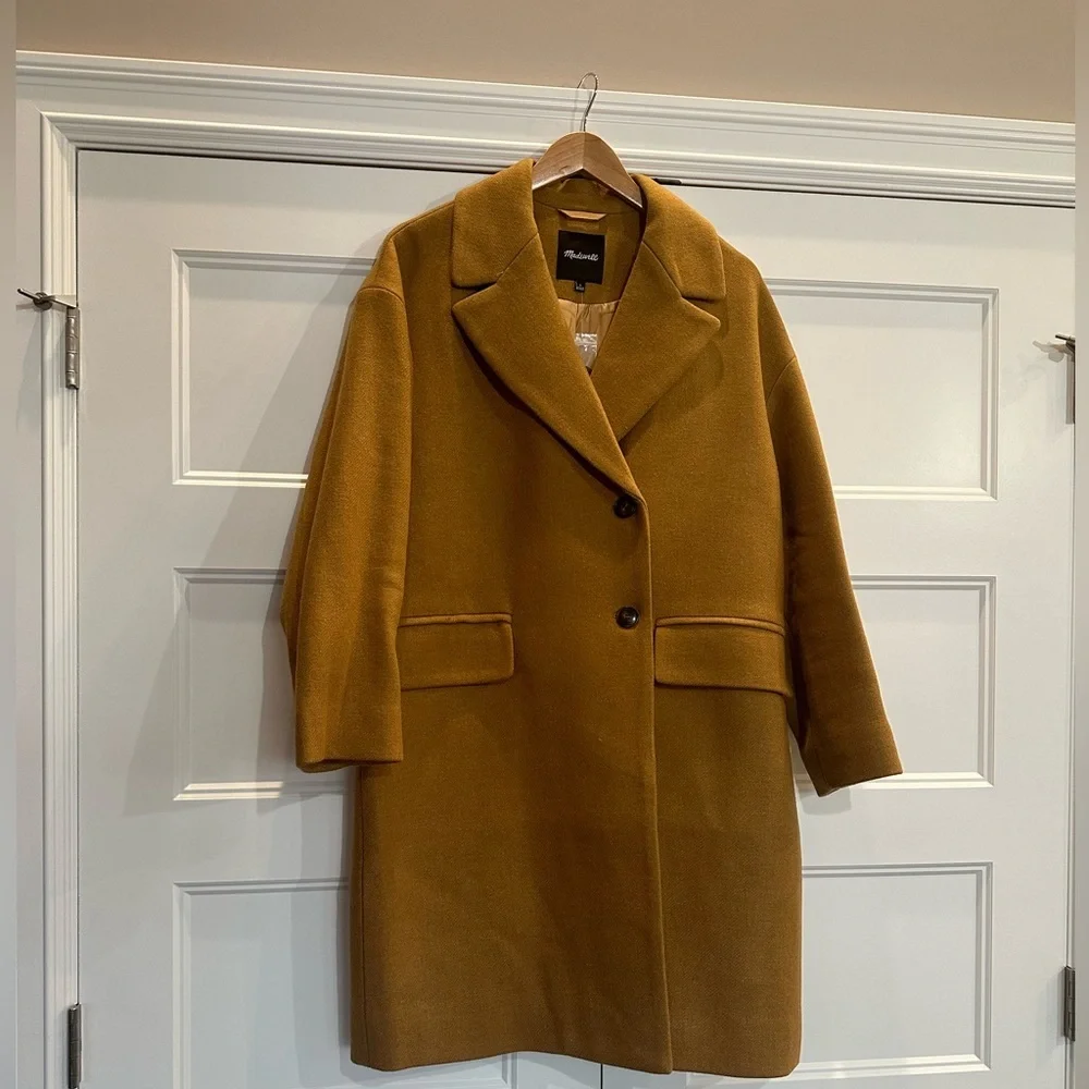 Madewell Haydon Wool Cashmere Top Car Coat Insuluxe Heather Toffee Womens Large - Picture 7 of 12